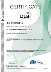 Certificate ISO 14001 2015